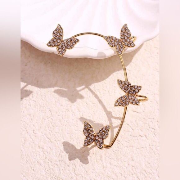 Golden Butterfly Ear Cuff – Sparkling Elegance - Picture 2 of 7
